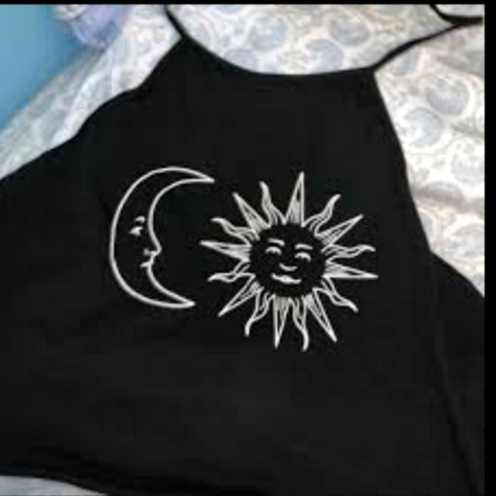 Shein celestial sun moon halter crop top